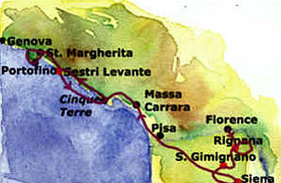 map of Tuscany walking tour